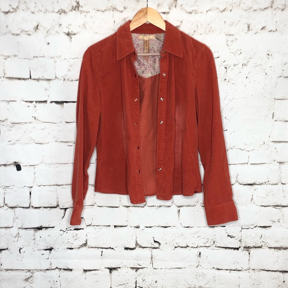 Vintage orange corduroy button down top